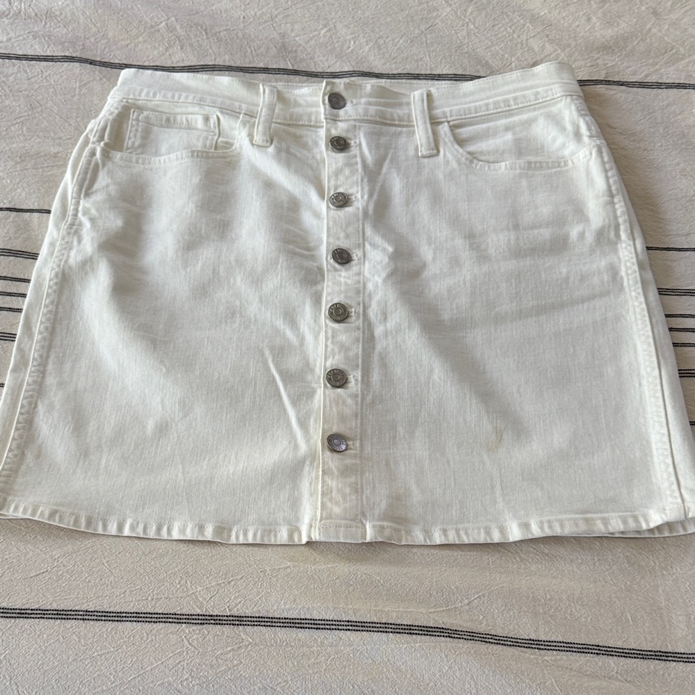 Madewell Off-White Button-Front A-Line Skirt